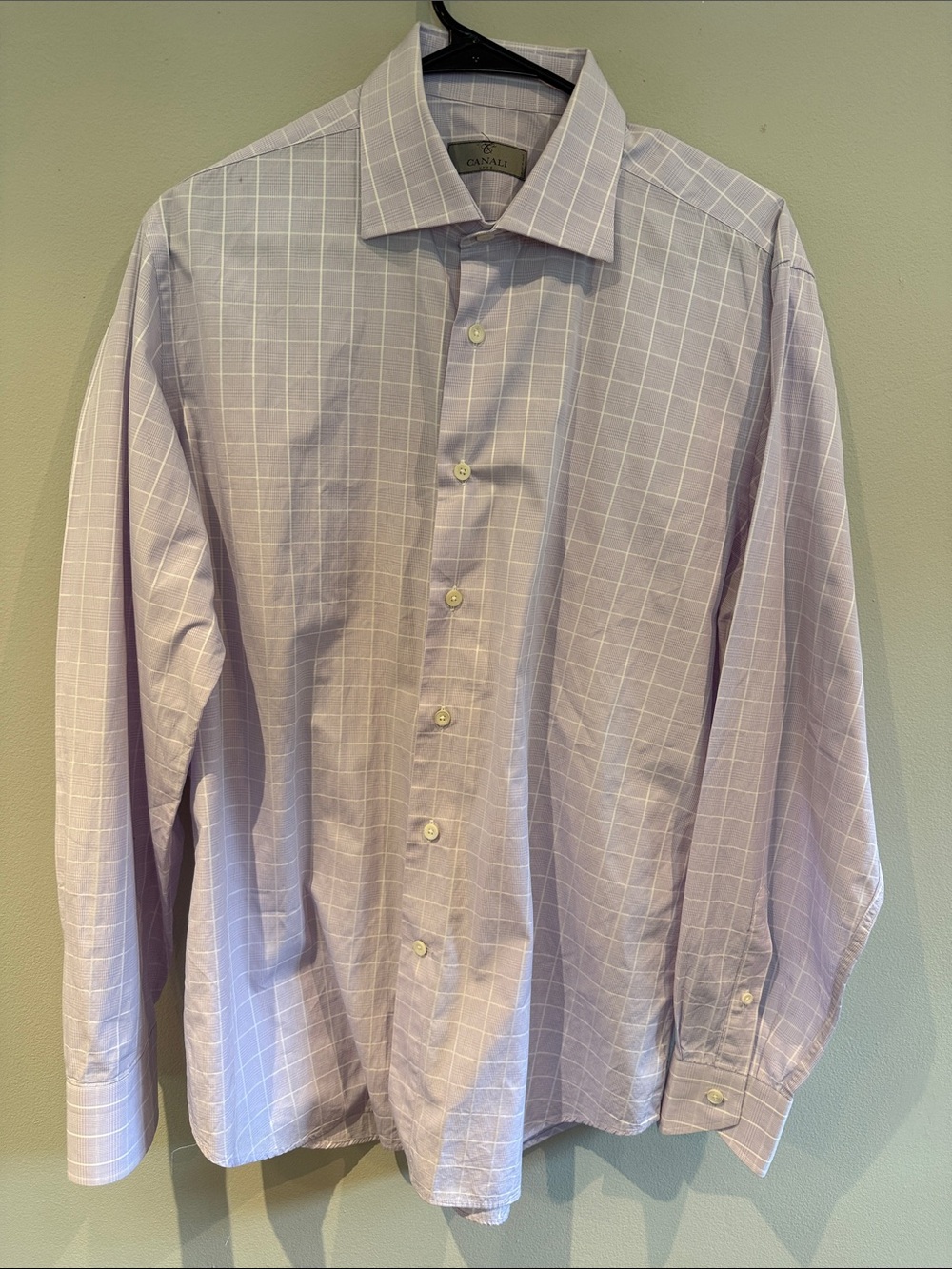 Canali Men's Lilac Windowpane Dress Shirt